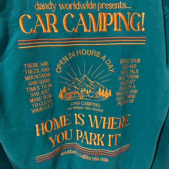 Dandy Worldwide Car Camping Embroidered Oversized Hoodie Green Gold Luxury-S - Picture 7 of 11